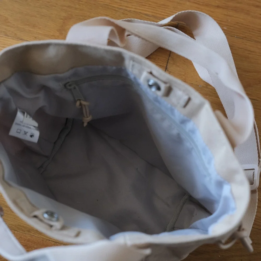 Adidas Mini Tote Bag Womens Beige Canvas Crossbody Y2K Vintage Sport OS